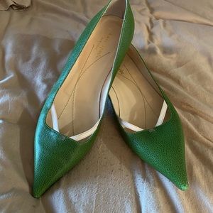 Kate Spade Kelly Green Flats with white trim